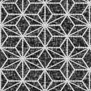 Hemp leaf pattern on soft black weave by Su_G_©SuSchaefer