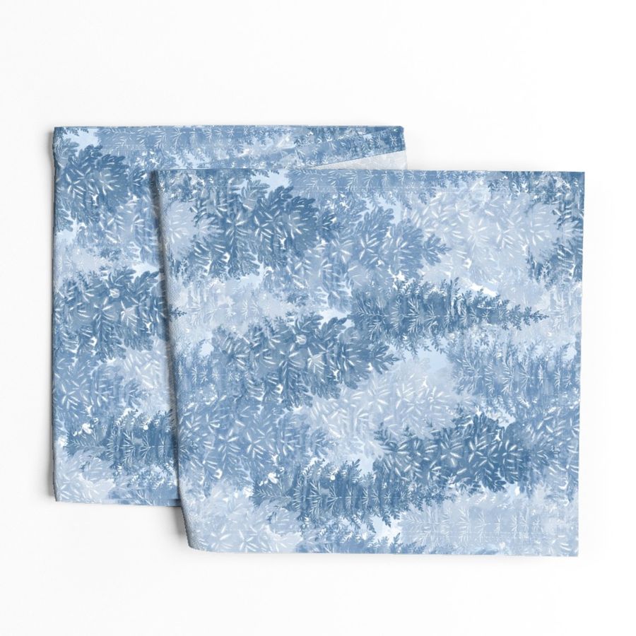 Winter Conifer Forest Watercolor Blue