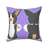 Kawaii Corgi plushie on purple - tricolor