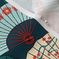 Japanese Fans Bright Patterns