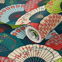 Japanese Fans Bright Patterns