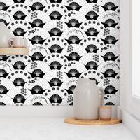 Japanese Fans Black and White Pattern