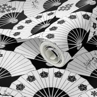 Japanese Fans Black and White Pattern