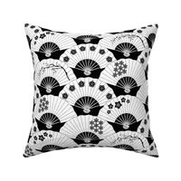 Japanese Fans Black and White Pattern