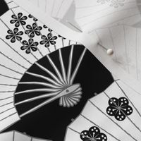 Japanese Fans Black and White Pattern
