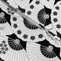 Japanese Fans Black and White Pattern