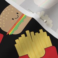 Burger and Fries on Black Medium