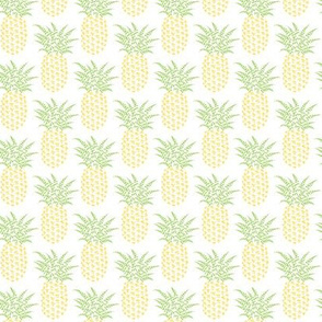 petite pi pineapples - yellow and green on white