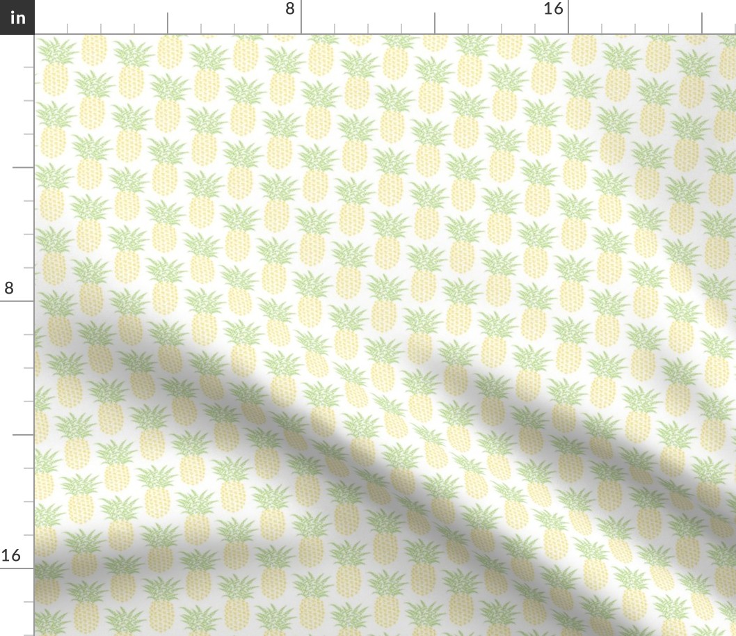 petite pi pineapples - yellow and green on white