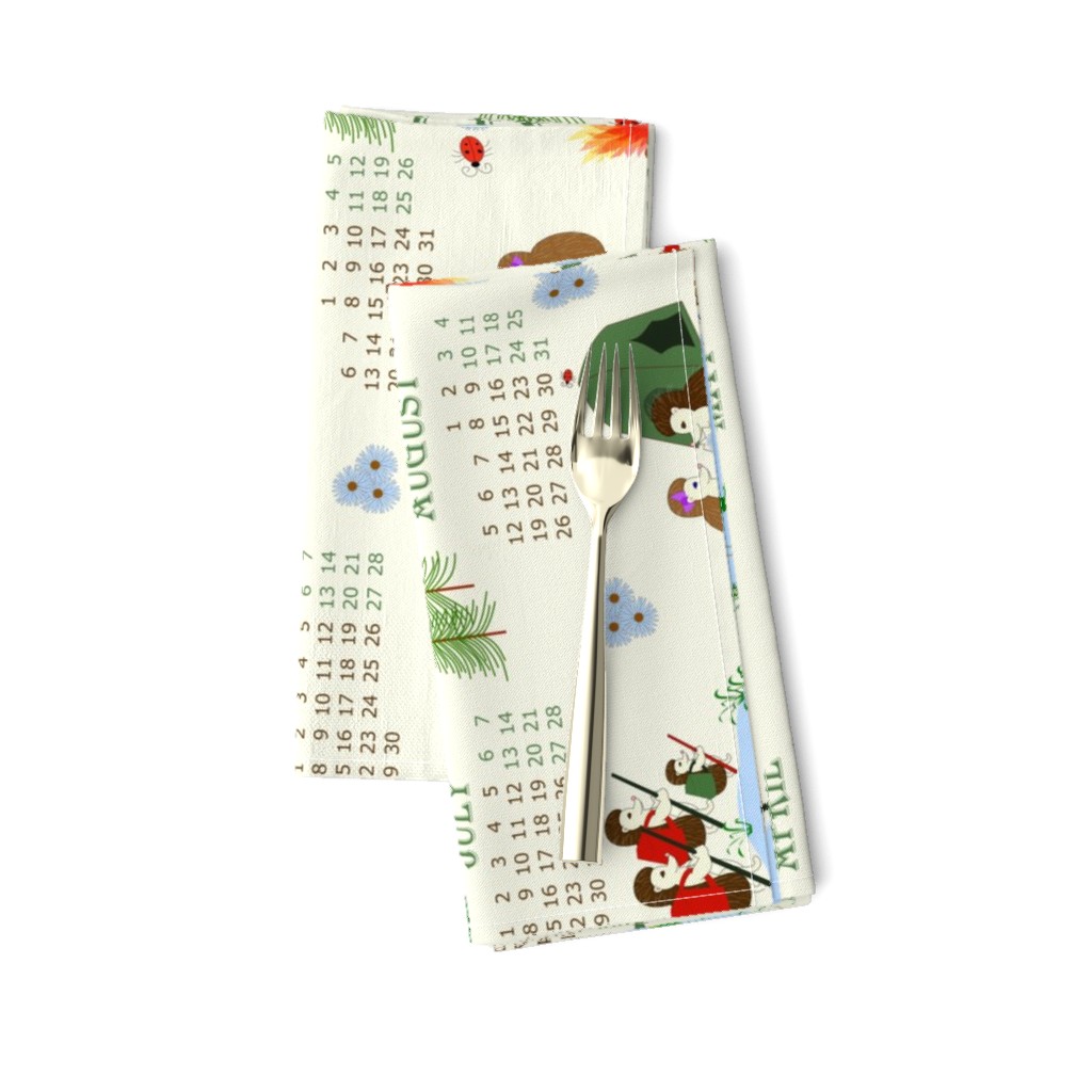 2019 Camping Hedgehog Tea Towel Calendar