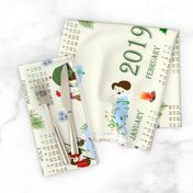 2019 Camping Hedgehog Tea Towel Calendar