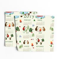 2019 Camping Hedgehog Tea Towel Calendar