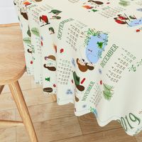 2019 Camping Hedgehog Tea Towel Calendar