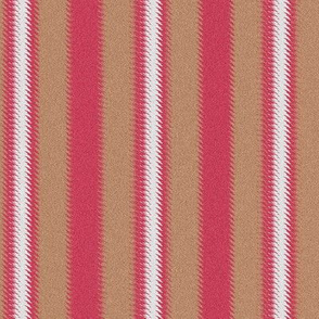 Ripple Stripe Tan Pinkish Red and White