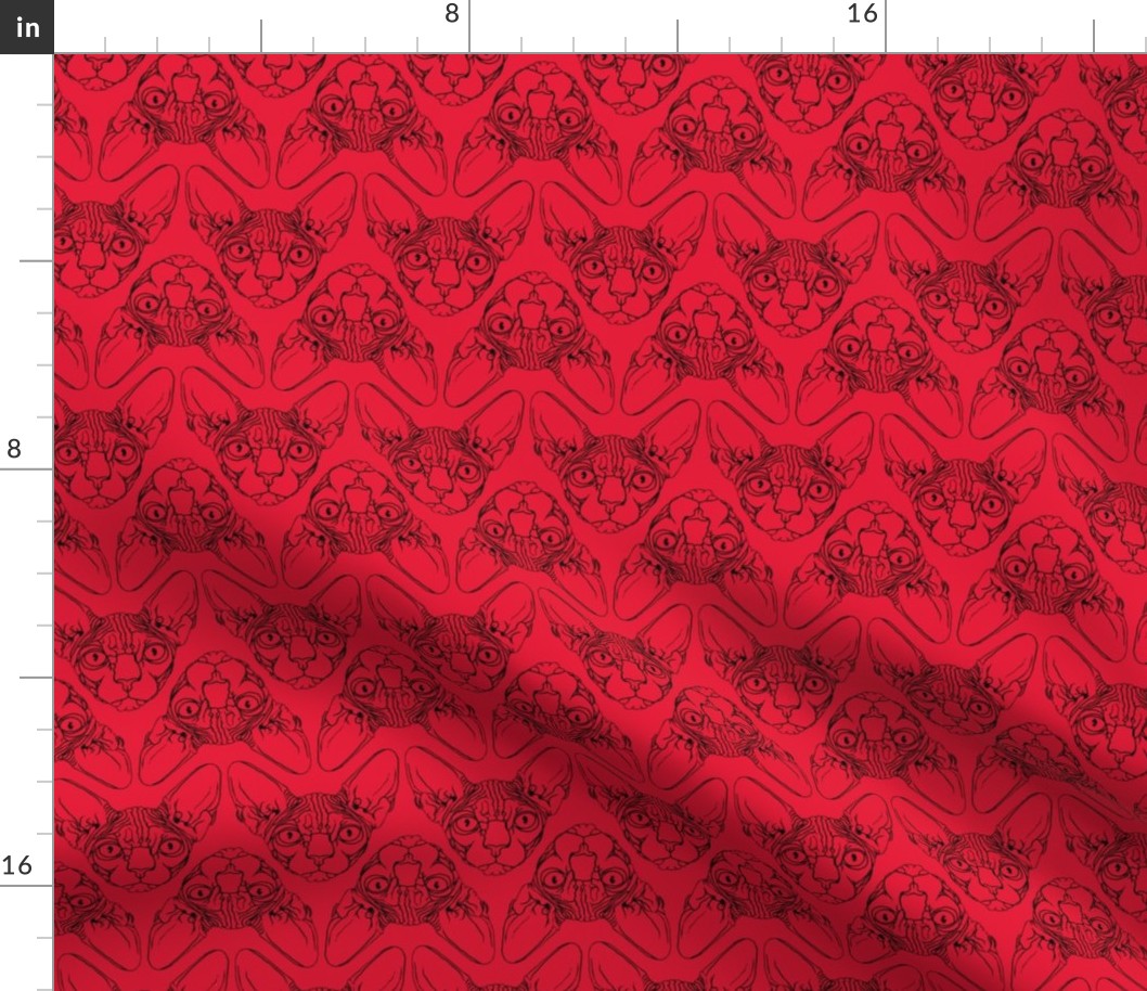 Sphynx lines fabric Red