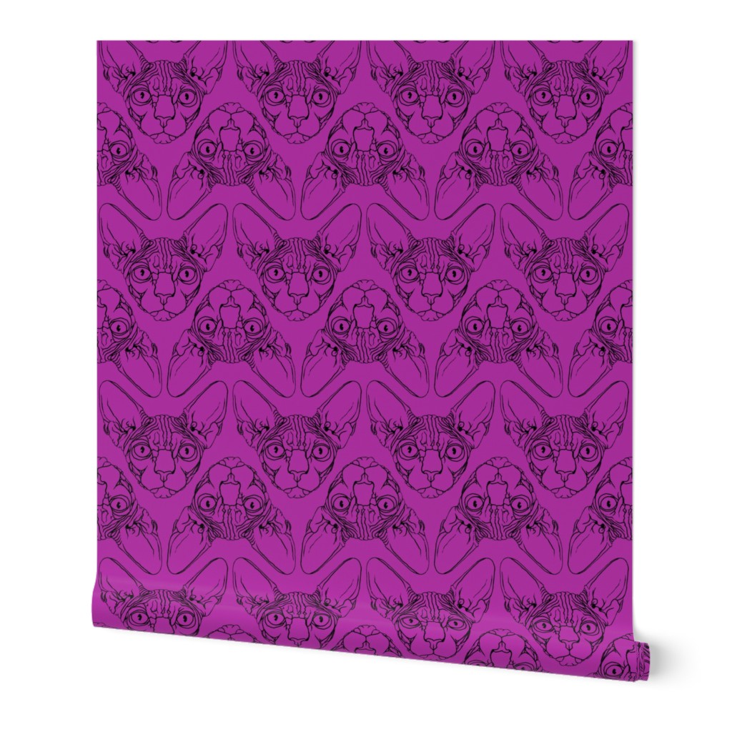 Sphynx lines fabric Purple