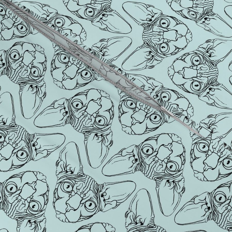 Sphynx lines fabric baby blue