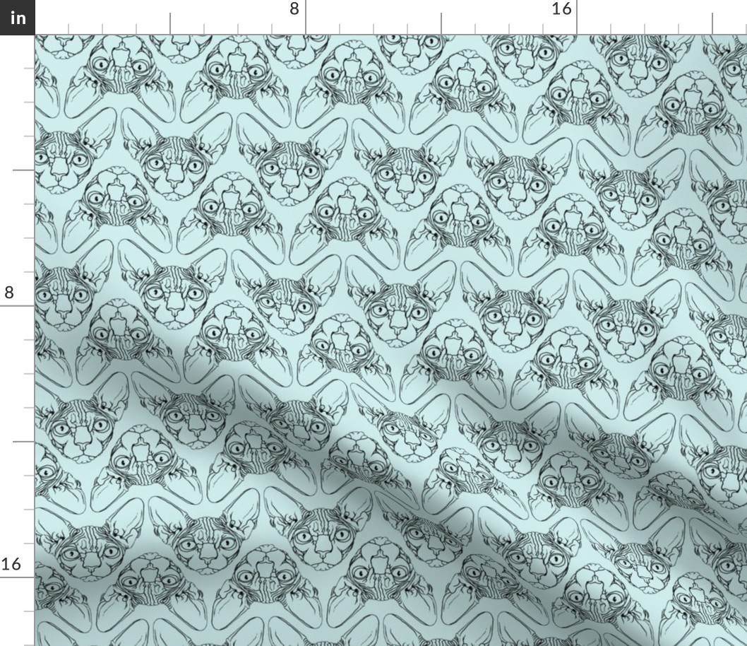 Sphynx lines fabric baby blue