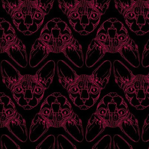 Sphynx lines fabric black & red