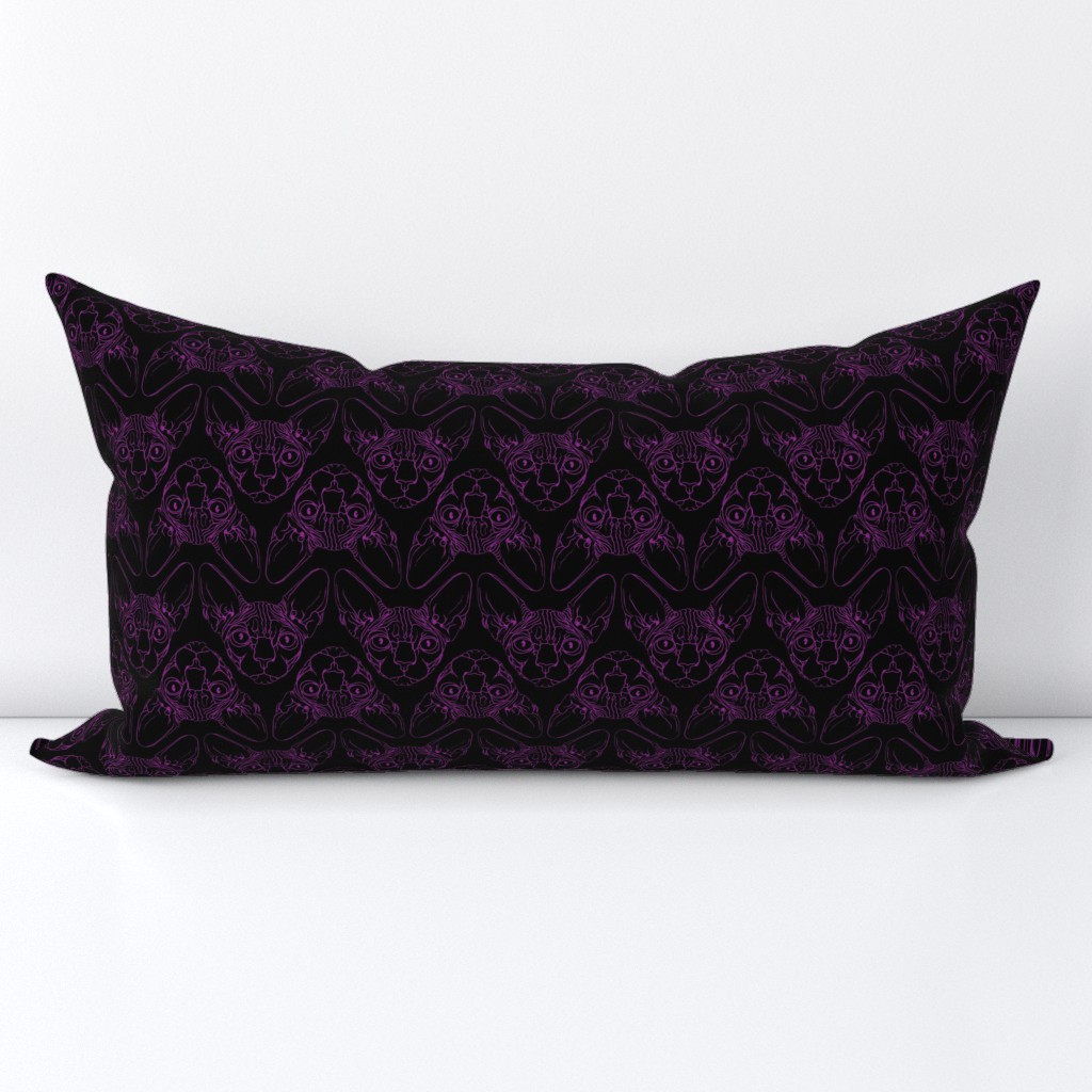 Sphynx lines fabric black & purple