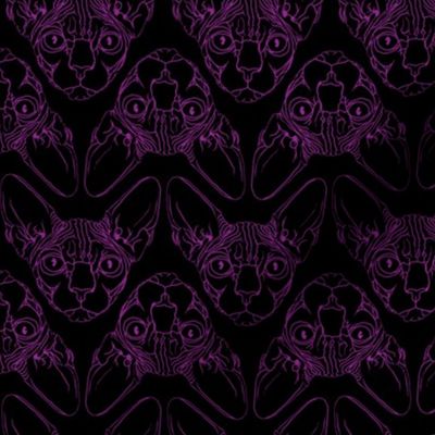 Sphynx lines fabric black & purple