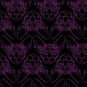 Sphynx lines fabric black & purple