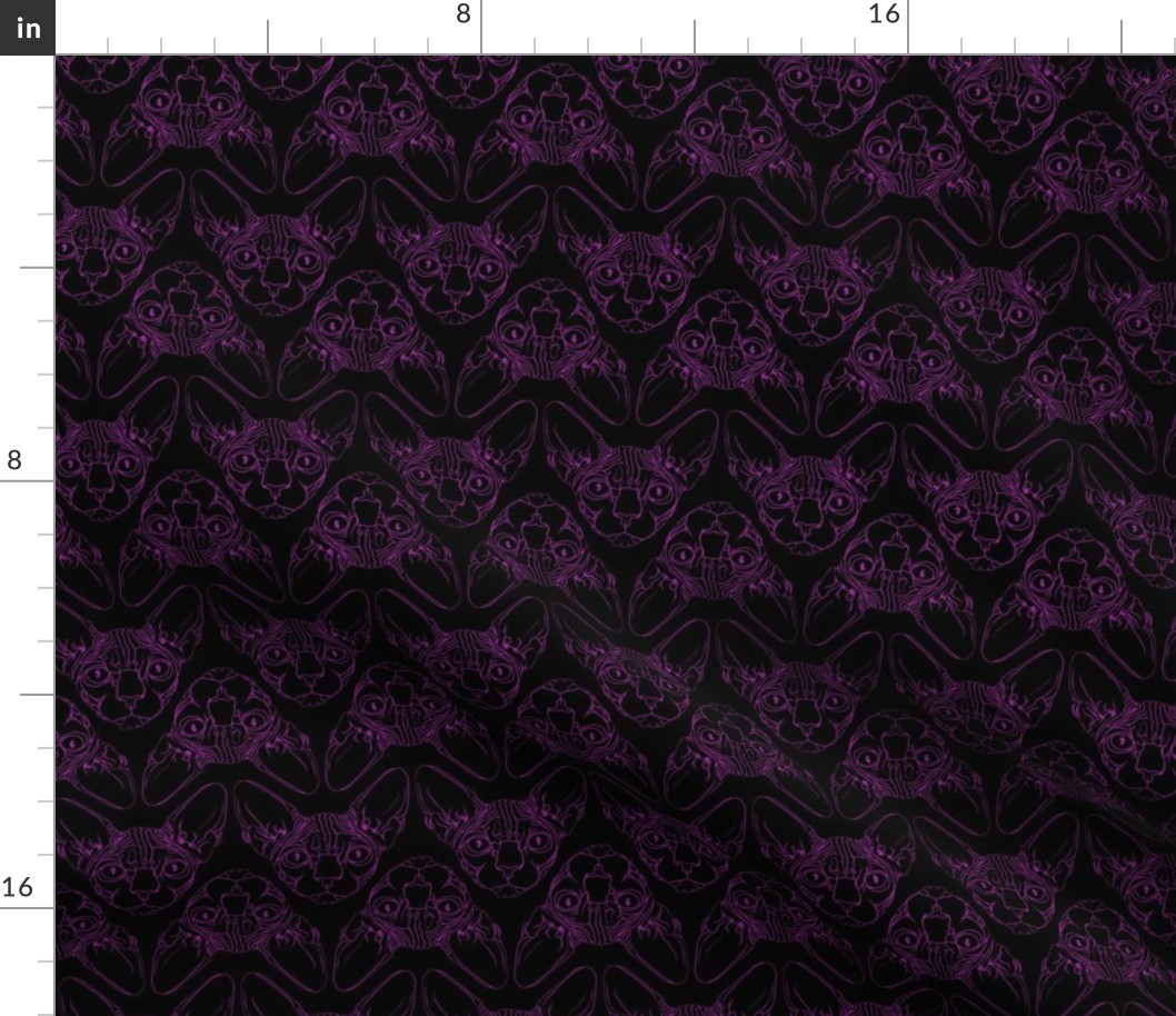 Sphynx lines fabric black & purple