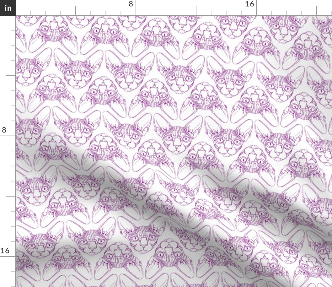 Sphynx lines fabric white & purple