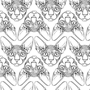 Sphynx lines fabric white & black