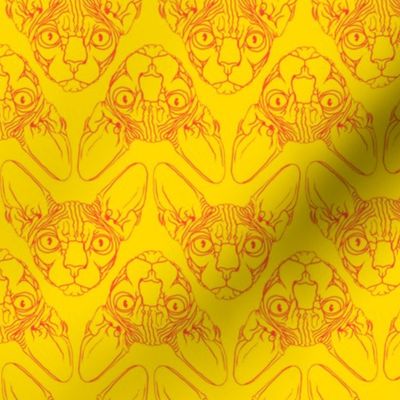 Sphynx lines fabric yellow & orange