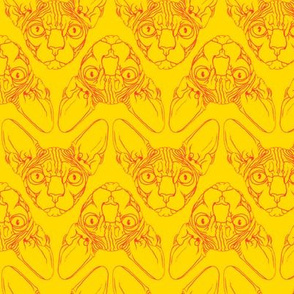 Sphynx lines fabric yellow & orange