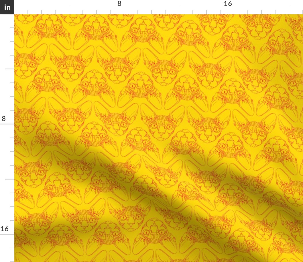 Sphynx lines fabric yellow & orange