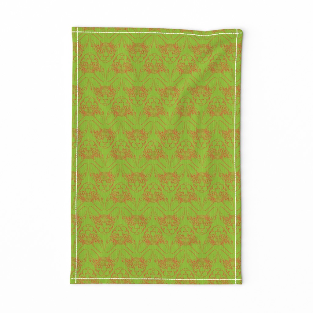 Sphynx lines in  lime green & orange