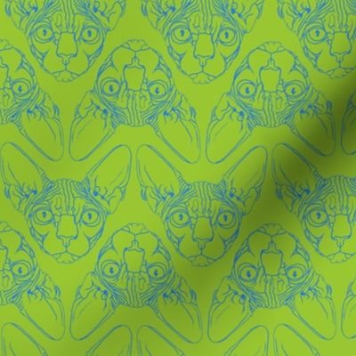 Sphynx lines fabric lime green & blue