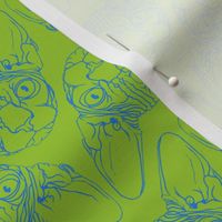 Sphynx lines fabric lime green & blue
