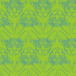 Sphynx lines fabric lime green & blue