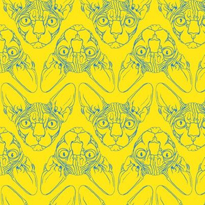 Sphynx lines fabric yellow & blue