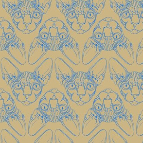 Sphynx lines fabric khaki & blue