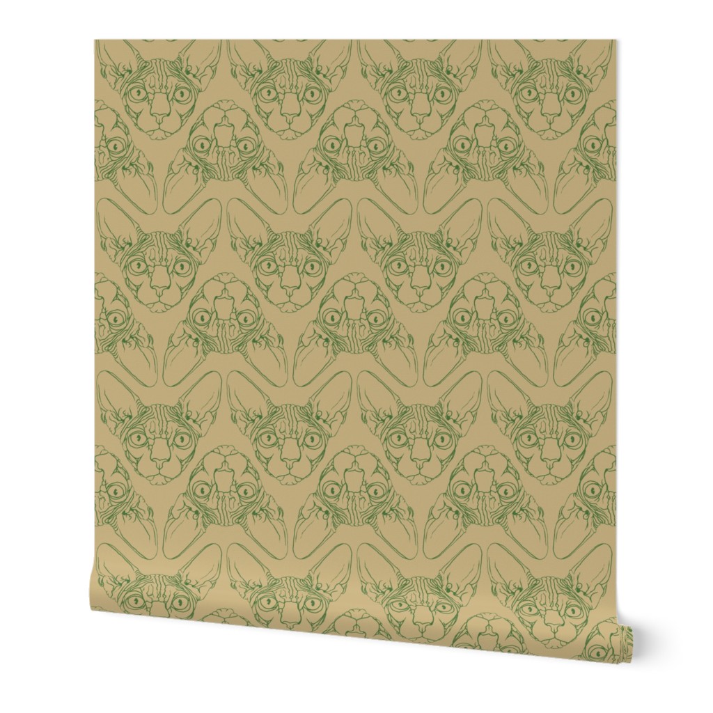 Sphynx lines fabric khaki & forest green