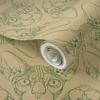 Sphynx lines fabric khaki & forest green