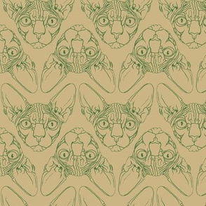 Sphynx lines fabric khaki & forest green