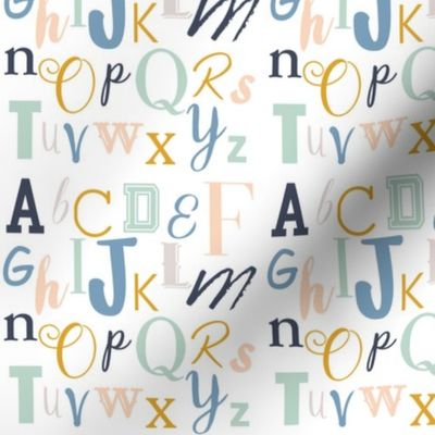 Mint Gold Blue Alphabet