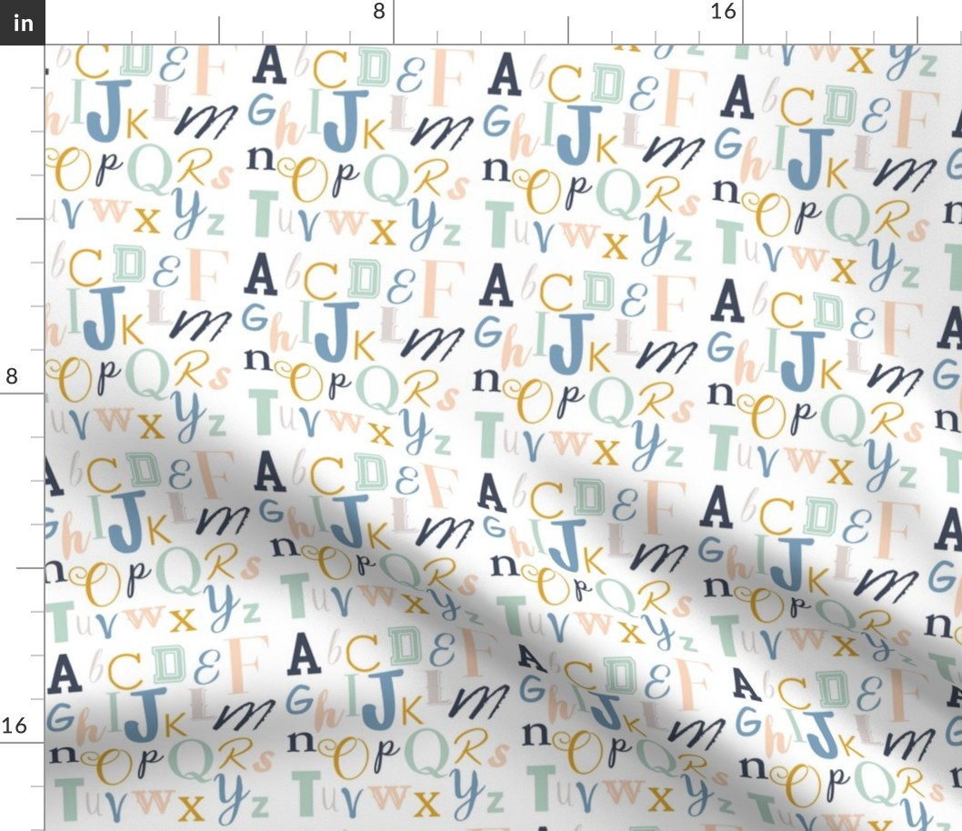 Mint Gold Blue Alphabet