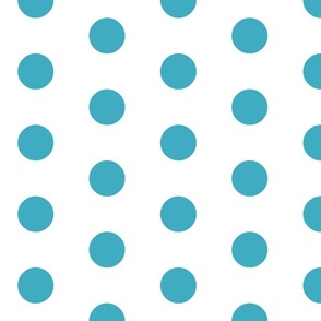 2" Large Vienna Blue Polka Dots on White