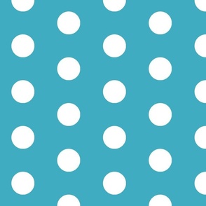 2" Large White Polka Dots on Vienna Blue