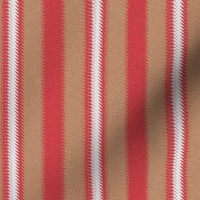 Ripple Stripe Tan Red and White