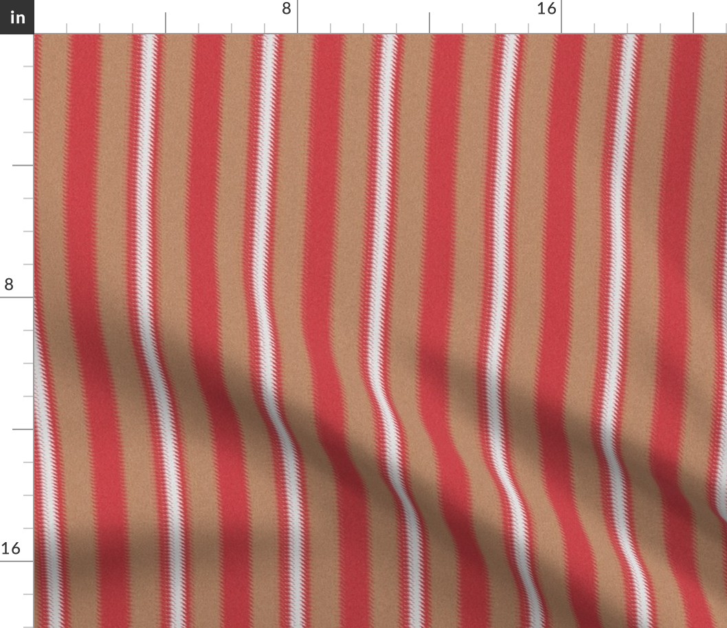 Ripple Stripe Tan Red and White