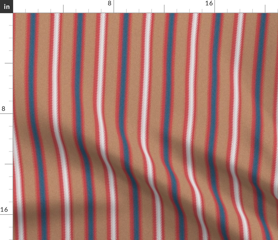 Ripple Stripe Tan Blue Red and White