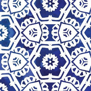 abstract floral || deep blue