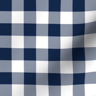1" navy and white gingham check